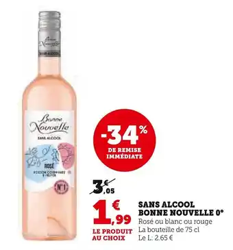 Super U SANS ALCOOL BONNE NOUVELLE 0° offre