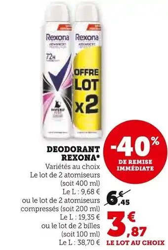 Super U DEODORANT REXONA offre