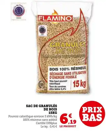 Super U SAC DE GRANULÉS DE BOIS 15KG offre