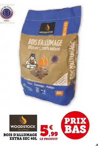 Super U BOIS D'ALLUMAGE EXTRA SEC 40L offre