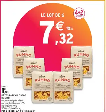 Intermarché Hyper PÂTES FARFALLE N°85 RUMMO offre