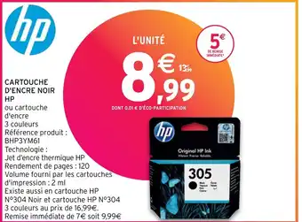 Intermarché Hyper CARTOUCHE D'ENCRE NOIR HP offre