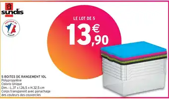 Intermarché Hyper 5 BOITES DE RANGEMENT 10L offre