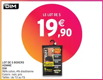 Intermarché Hyper LOT DE 5 BOXERS HOMME DIM offre
