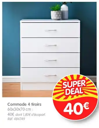 b&m Commode 4 tiroirs 60x30x70 cm offre