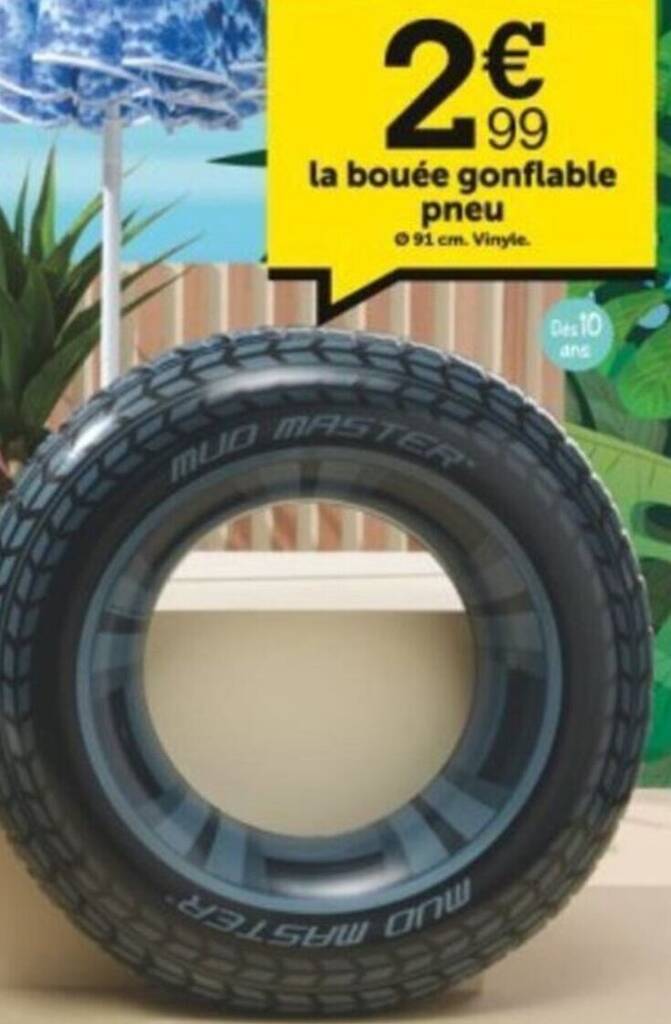 Promo la bouée gonflable pneu 091 cm. Vinyle. chez Centrakor