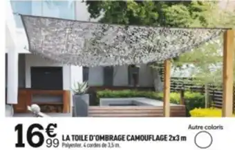 LA TOILE D'OMBRAGE CAMOUFLAGE 2x3 m Polyester, & cordes de 3.5 m