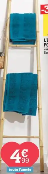 Centrakor L'ÉCHELLE PORTE-SERVIETTES 26x40x150 cm. Bambou. offre