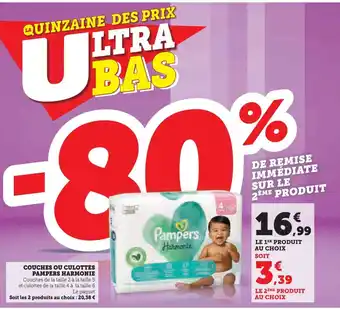 Hyper U COUCHES OU CULOTTES PAMPERS HARMONIE offre