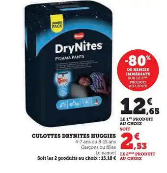 Hyper U CULOTTES DRYNITES HUGGIES 4-7 ans ou 8-15 ans Garçons ou filles offre