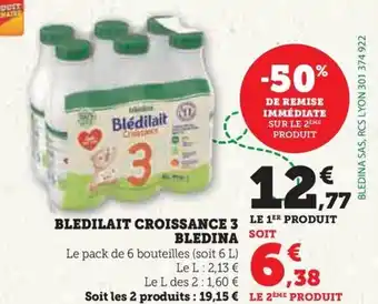 Hyper U BLEDILAIT CROISSANCE 3 BLEDINA offre