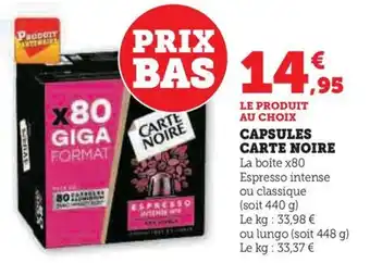 Hyper U CAPSULE CARTE NOIRE offre
