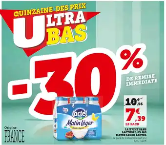 U Express Lactel lait uht sans lactose 1,2% mg matin leger offre
