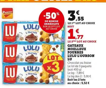 U Express Lu gateaux moelleux fourres lulu l'ourson offre