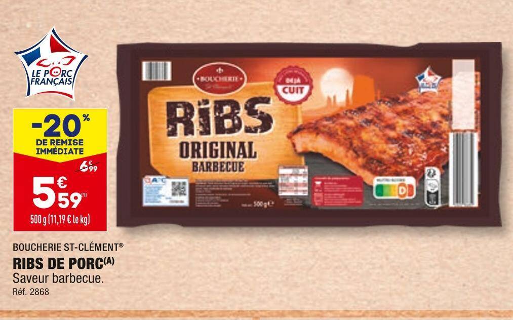 Promo Boucherie stclément ribs de porc chez ALDI