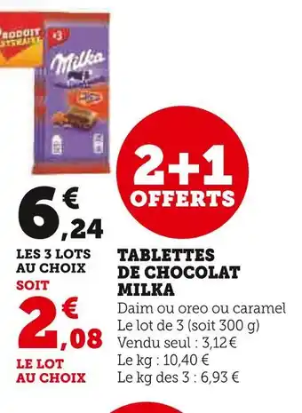U Express Milka tablettes de chocolat offre