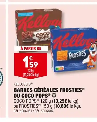 Kellogg’s barres céréales frosties ou coco pops