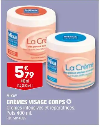 ALDI Mixa crèmes visage corps offre