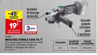 ALDI Ferrex meuleuse d’angle sans fil offre