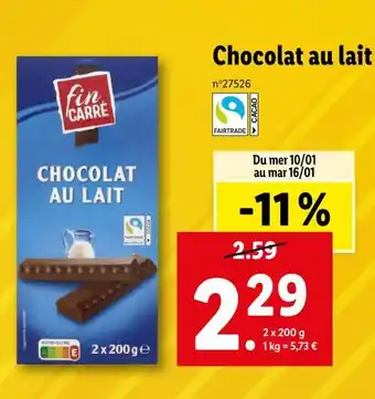 Lidl Fin carré chocolat au lait offre