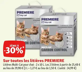 Maxi Zoo Premiere 2ème à -30% sur toutes les litières premiere offre