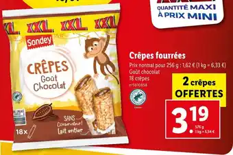 Lidl Sondey crêpes fourrées offre