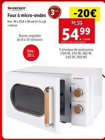 Lidl Silver crest four à micro-ondes offre
