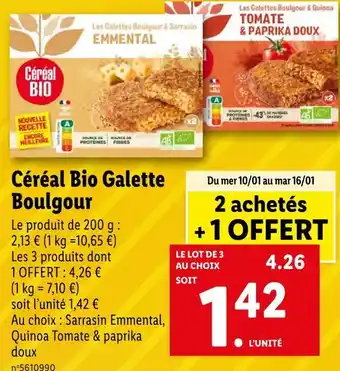 Lidl Céréal bio galette boulgour offre