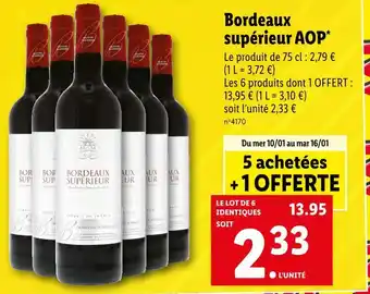Lidl Bordeaux supérieur aop offre