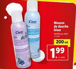 Lidl Cien mousse de douche hiver offre