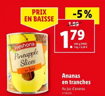 Lidl Freshona ananas en tranches offre