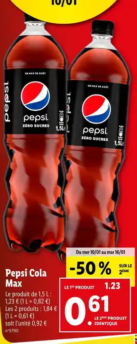 Lidl Pepsi pepsi cola max offre