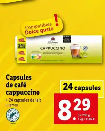 Lidl Bellarom capsules de café cappuccino offre