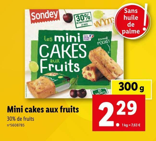 Promo Sondey mini cakes aux fruits chez Lidl