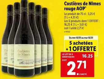 Lidl Costières de nîmes rouge aop offre