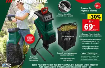 Lidl Parkside broyeur de végétaux à lames offre