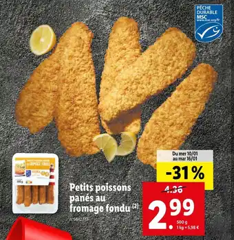 Lidl Petits poissons panés au fromage fondu offre