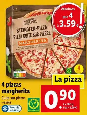 Lidl Trattoria alfredo 4 pizzas margherita offre