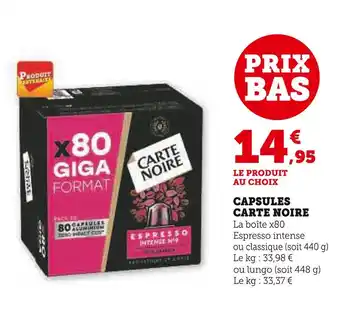 Super U Carte noire capsules offre