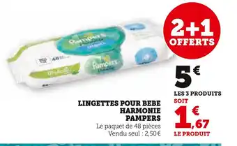 Super U Pampers lingettes pour bebe harmonie offre