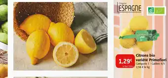 Colruyt Citrons bio variété primofiori offre