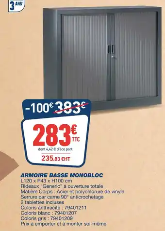 Bureau Vallée Armoire basse monobloc offre