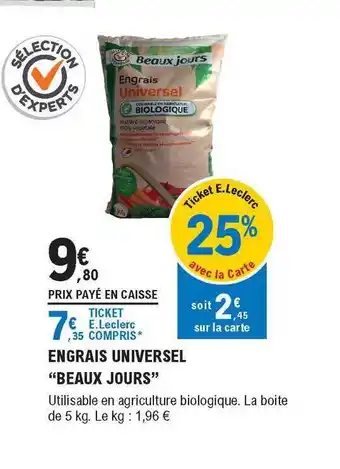 Engrais Universel "beaux Jours" 5Kg