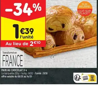 Leader Price PAIN AU CHOCOLAT X 4 offre