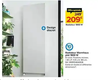 Castorama Radiateur Warmhaus Plat 1800 W offre