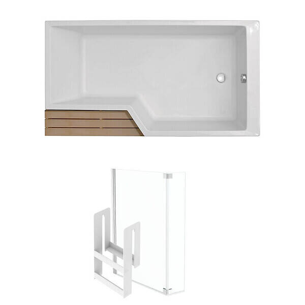 Promo Pack baignoire bain douche 160 x 90 jacob delafon neo version droite + pare bain chromé