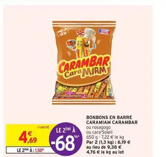 Intermarché Bonbons En Barre Caramiam Carambar 650g offre