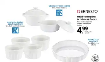 Moule Ou Récipients de Cuisine En Faience