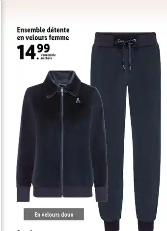 Lidl Ensemble Détente En Velours Femme offre