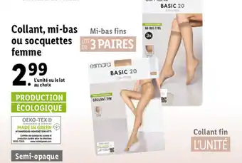Lidl Collant, Mi-Bas Ou Socquettes Femme offre